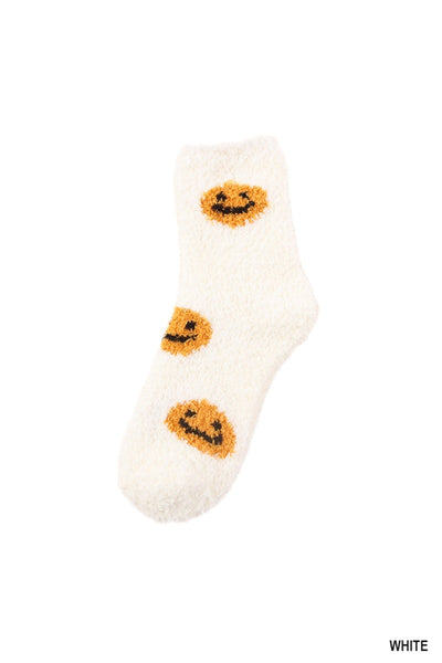 Smiley Face Cozy Plush Socks