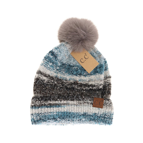 Space Dye Faux Fur Pom C.C Beanie