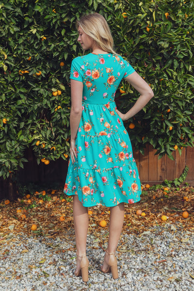 Goodbye Winter - Hello Spring Floral Short Sleeve Ruffle Dress