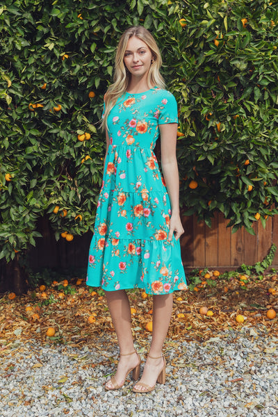 Goodbye Winter - Hello Spring Floral Short Sleeve Ruffle Dress
