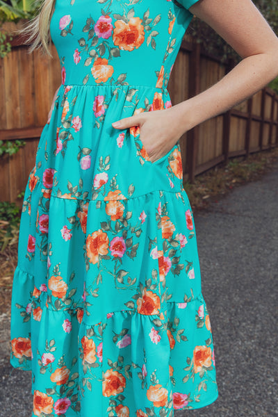 Goodbye Winter - Hello Spring Floral Short Sleeve Ruffle Dress