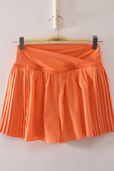 VERY J - NP70970-Side Pleated Detail Activewear Shorts