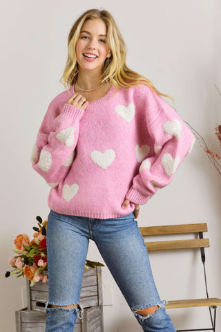 Candy Pink Heart Sweater