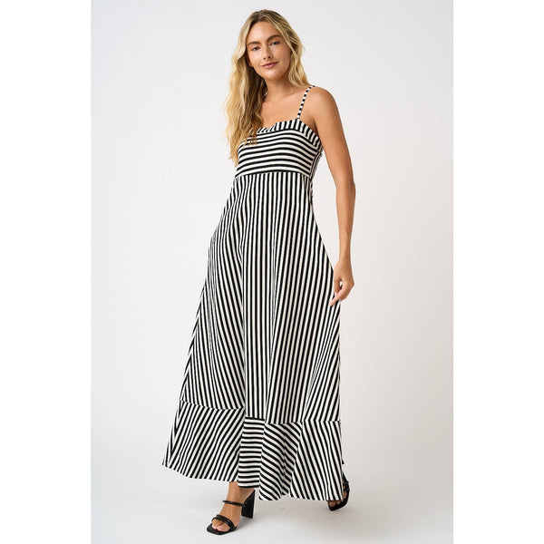 mittoshop - STRIPED SLEEVELESS BACK CUTOUT SUMMER MAXI DRESS