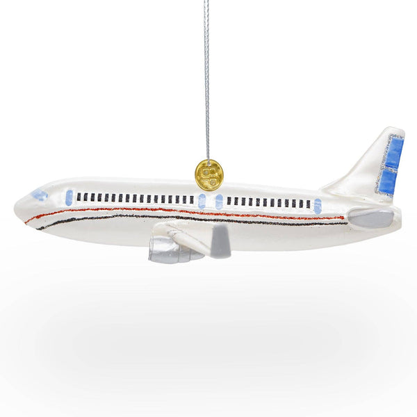 Passenger Jet Airplane Glass Ornament