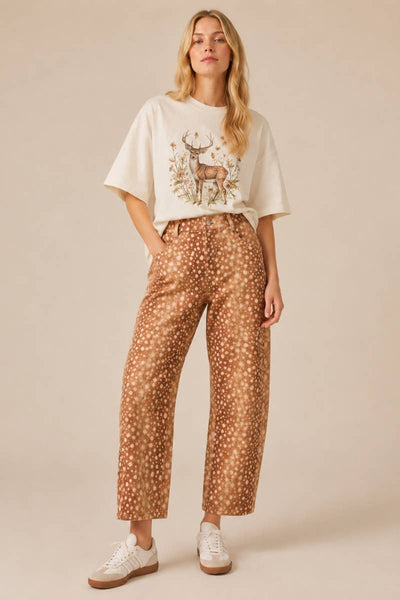 J.NNA - The Fawn Print Barrel Fit Pants