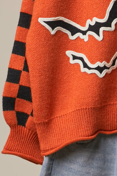Mello. - Checkerboard Sleeve Knit Sweater