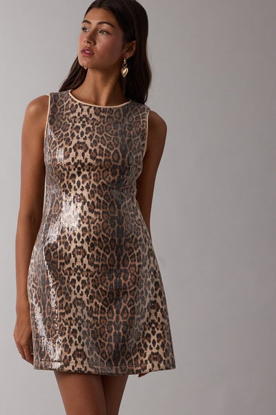 Sequin Leopard Mini Dress