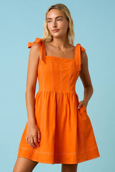 mittoshop - GAME DAY CONTRAST STITCH TIE SHOULDER MINI DRESS