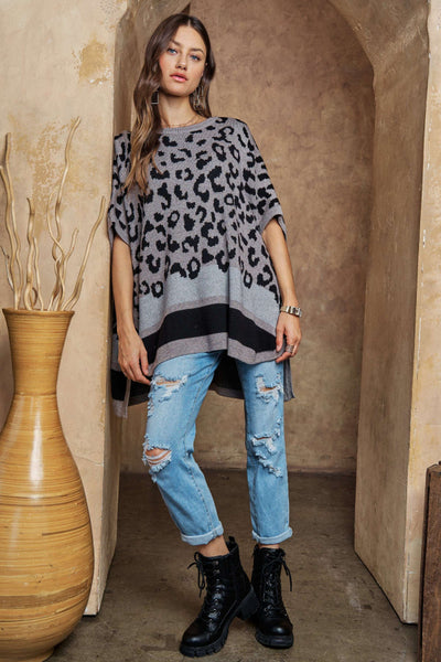 Leopard Poncho Sweater