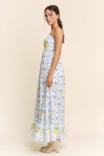 Davi & Dani - BORDER PRINT SMOCKING BACK MAXI DRESS