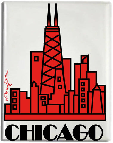 Mary Ellis - Chicago Skyline Red Magnet | Chicago Magnet Souvenir Gift