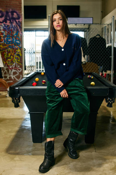 BUCKETLIST INC - IJ3212-LUCKYDUCK | Embroidered "Lucky Duck" V-Neck Cardigan