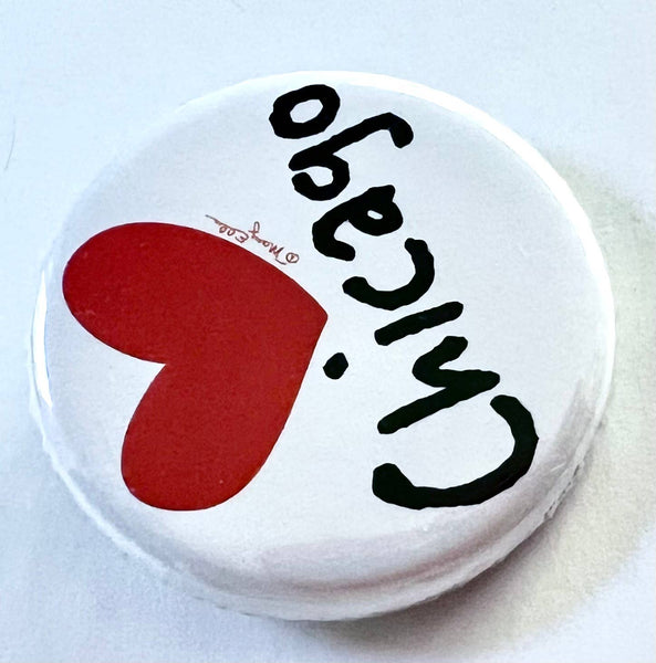 Mary Ellis - Chicago Heart Button Mini Pin | Love Chicago Souvenir Gift