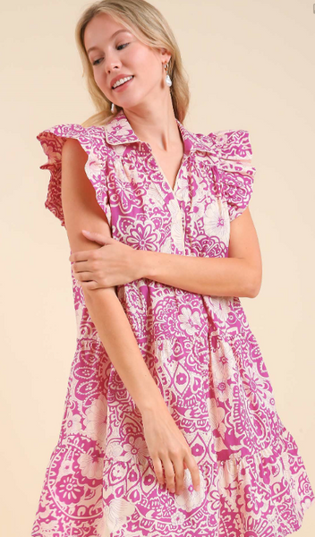 Abstract Print Babydoll Dress