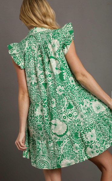 Abstract Print Babydoll Dress