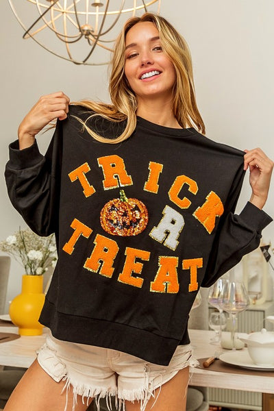 Trick Or Treat Sequin & Applique Sweatshirt