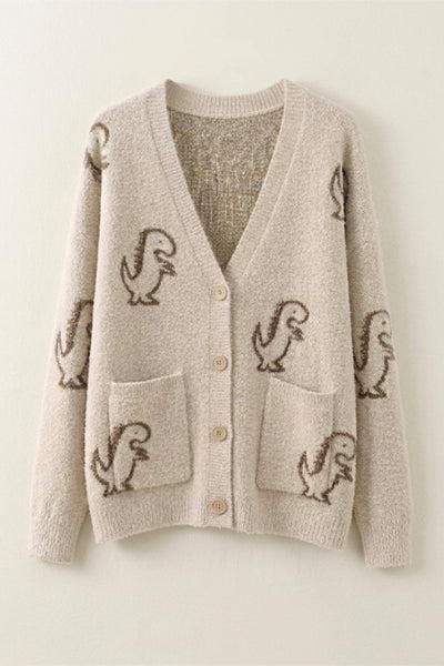 JADE BY JANE - DINOSAUR PATTERN KNIT CARDIGAN