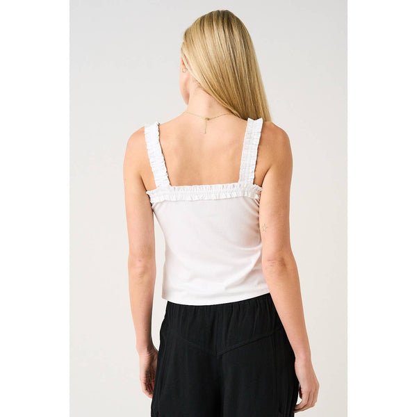 mittoshop - RUFFLE TRIM RIBBED TANK TOP