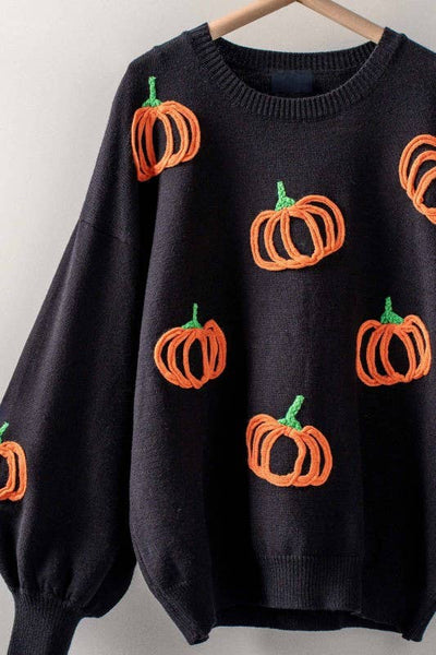 Urban Daizy - Pumpkin Patch Balloon Sleeve Sweater