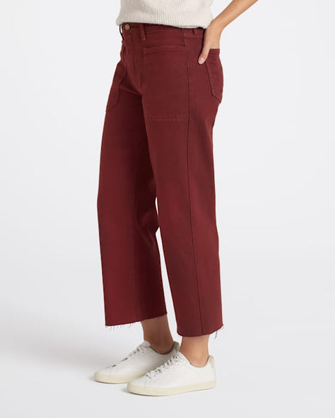Just Black Dark Burgundy Patch Pocket Wide Leg Denim