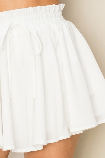 Ready in White Flare Shorts