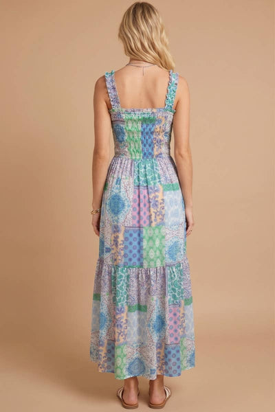 J.NNA - Smocked Top Patch-Work Maxi Dress