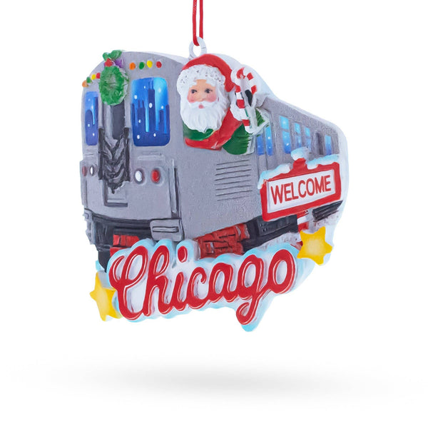 Chicago Train with Santa Resin Ornament
