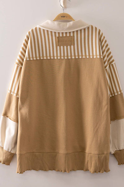 VERY J - NT12811-Vintage Stripe Rugby Sweatshirt