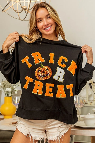 Trick Or Treat Sequin & Applique Sweatshirt