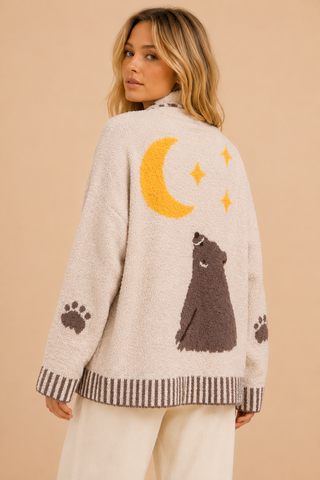 J.NNA - Moonlight Bear Cozy Knit Cardigan