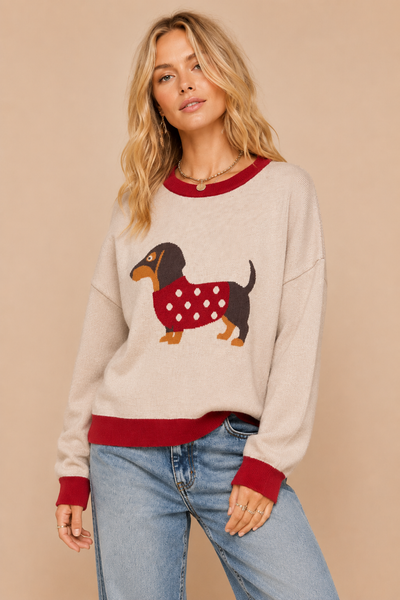 J.NNA - Dachshund Colorblock Sweater
