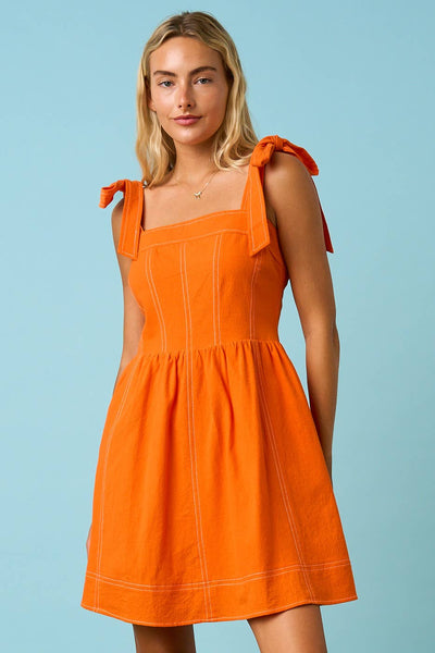 mittoshop - GAME DAY CONTRAST STITCH TIE SHOULDER MINI DRESS