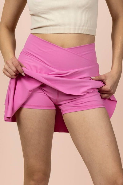 VERY J - NS50157-Layered Bottom Activewear Skirt W/ Inside Shorts