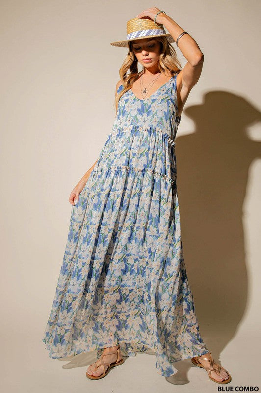 Chiffon Floral Printed Maxi Dress