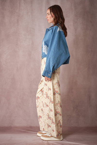 Blue B - 25021J Lace Trim Dolman Denim Jacket
