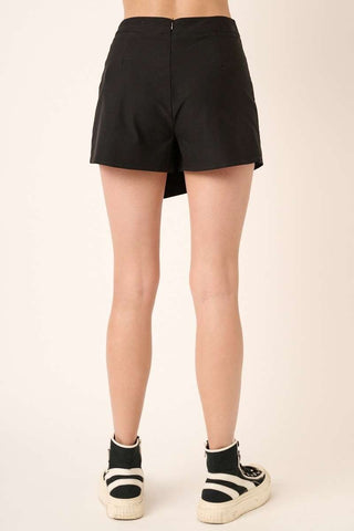Overlay Wrap Front Mini Skort - Black