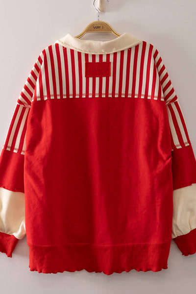 VERY J - NT12811-Vintage Stripe Rugby Sweatshirt
