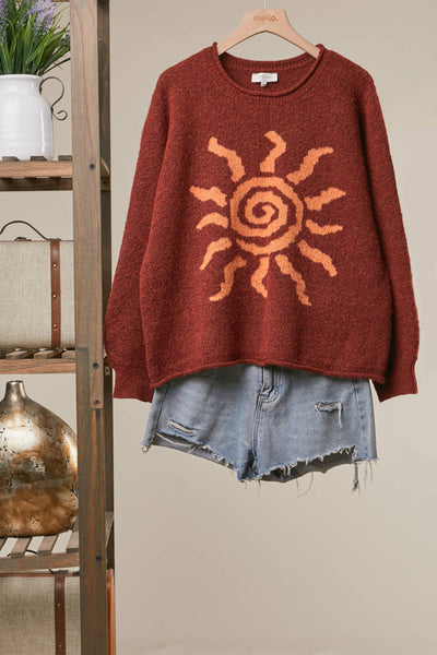 Mello. - Spiral Sun Embroidered Sweater