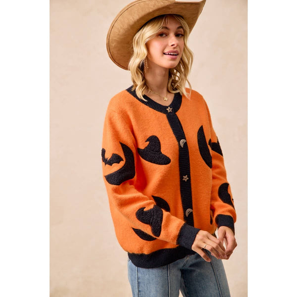 BiBi - HALLOWEEN WITCH HAT MOON BAT ARTWORK CARDIGAN
