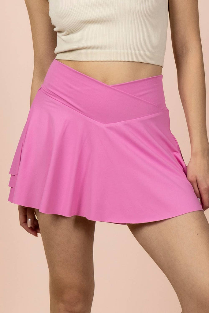 VERY J - NS50157-Layered Bottom Activewear Skirt W/ Inside Shorts