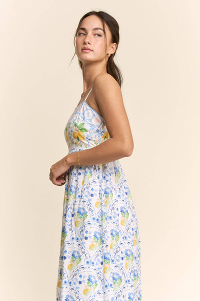 Davi & Dani - BORDER PRINT SMOCKING BACK MAXI DRESS
