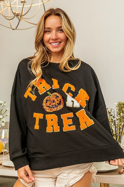 Trick Or Treat Sequin & Applique Sweatshirt