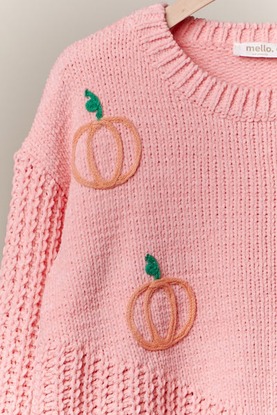 Oversized Pink & Pumpkins Sweater
