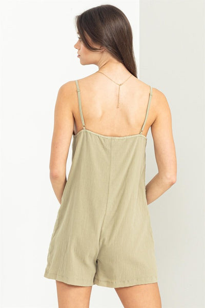 Sense of Style Button Front Sleeveless Romper
