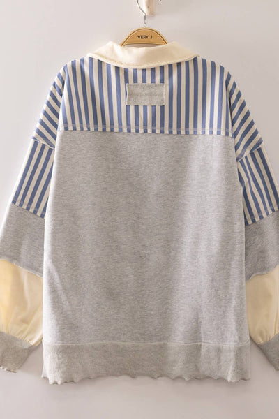 VERY J - NT12811-Vintage Stripe Rugby Sweatshirt