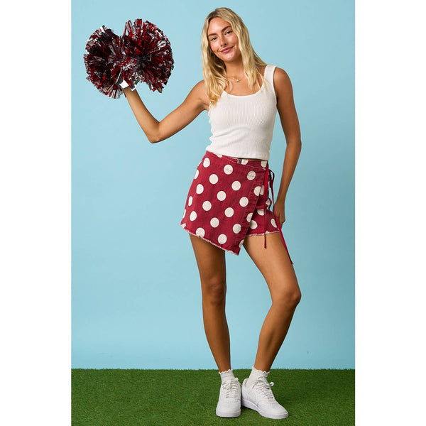 mittoshop - GAME DAY POLKA DOT OVERLAY WRAP FRONT MINI SKORT
