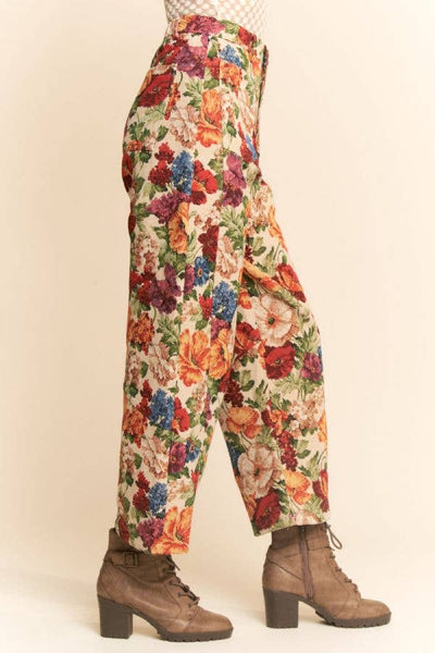 Davi & Dani - Printed Tapestry Barrel-Leg Pants