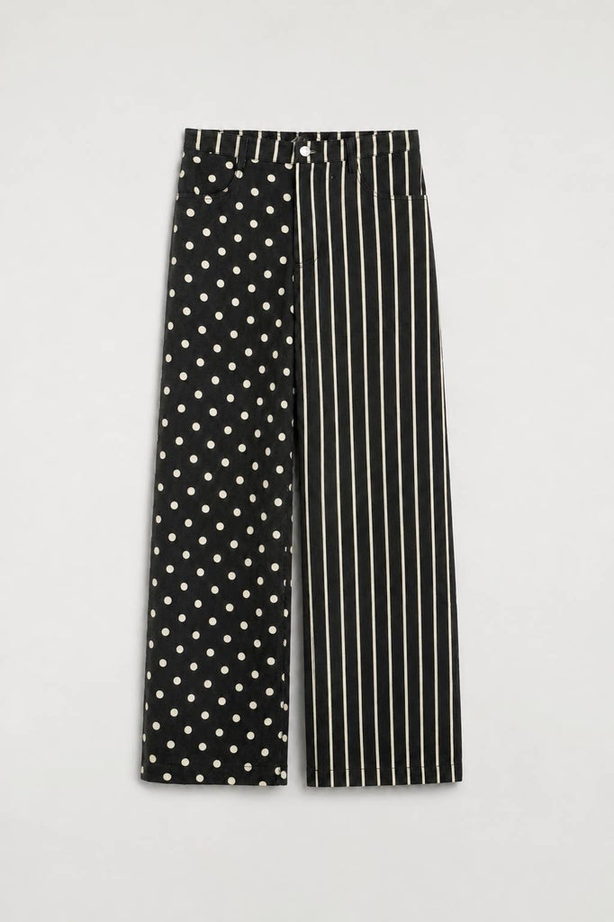 JADE BY JANE - MIX DOT & STRIPE WIDE LEG PANTS