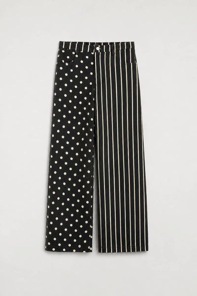 JADE BY JANE - MIX DOT & STRIPE WIDE LEG PANTS